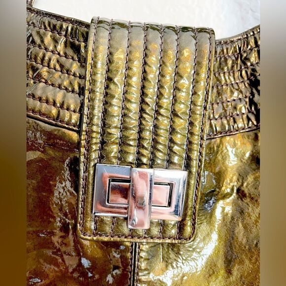 KOOBA Y2K patent leather Natasha Convertible purse army green TOTE BAG - Picture 3 of 16